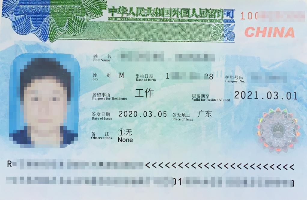 外国人工作签证（work visa）