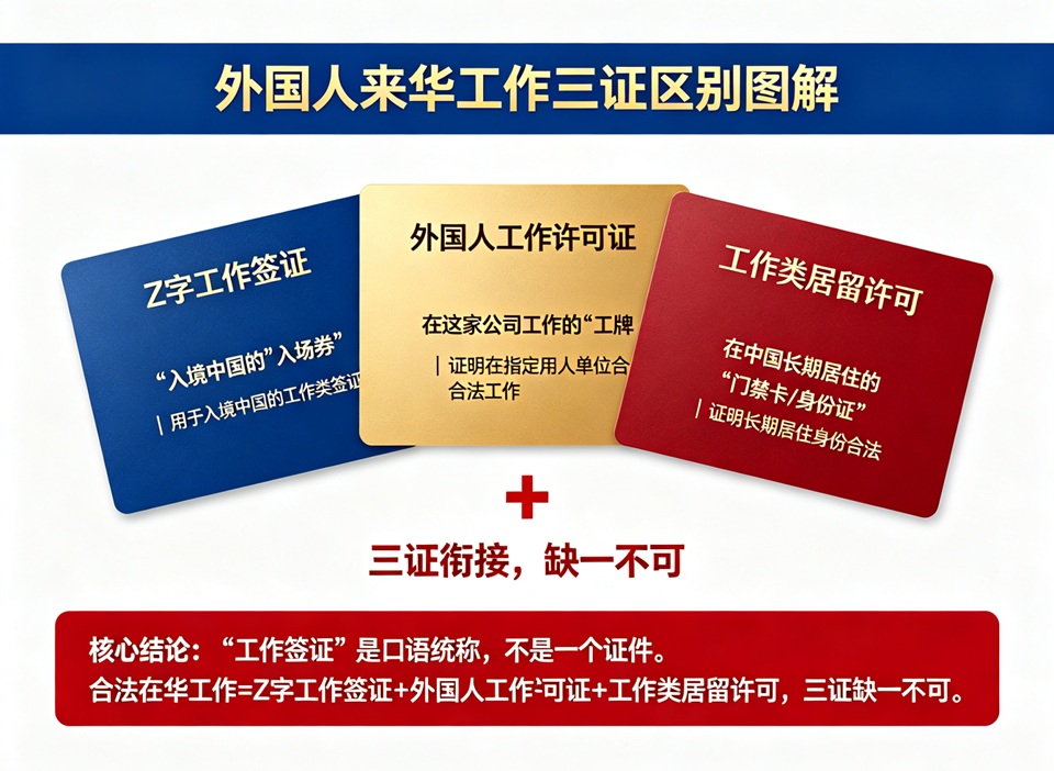外国人来华工作三证区别图解