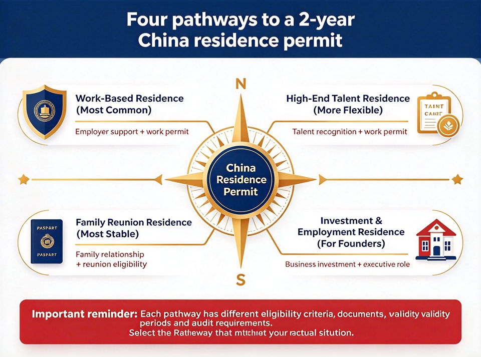 Four pathways to a 2-year China residence permit