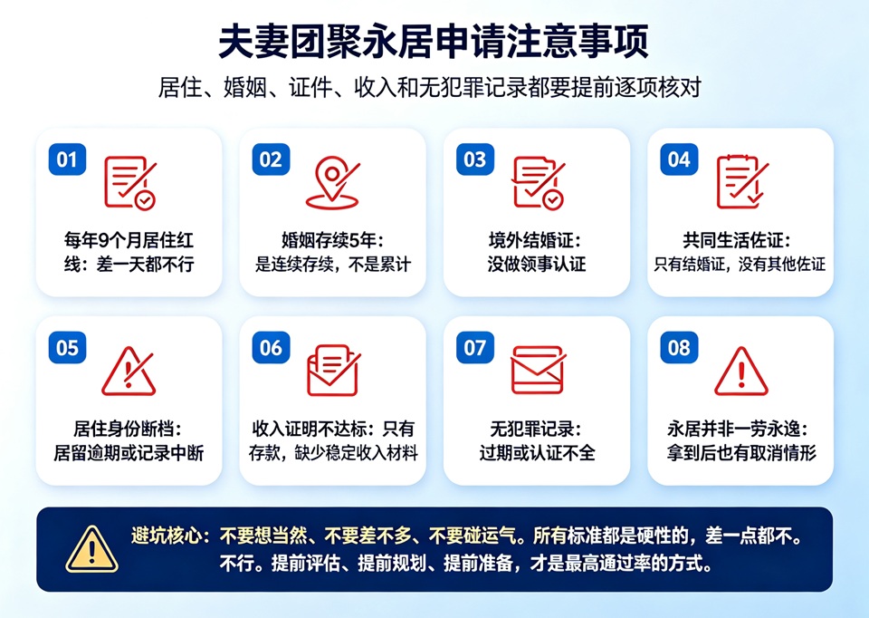 夫妻团聚永居申请注意事项