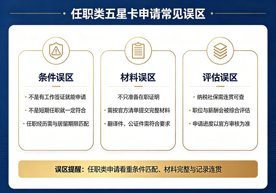 任职类五星卡申请常见误区