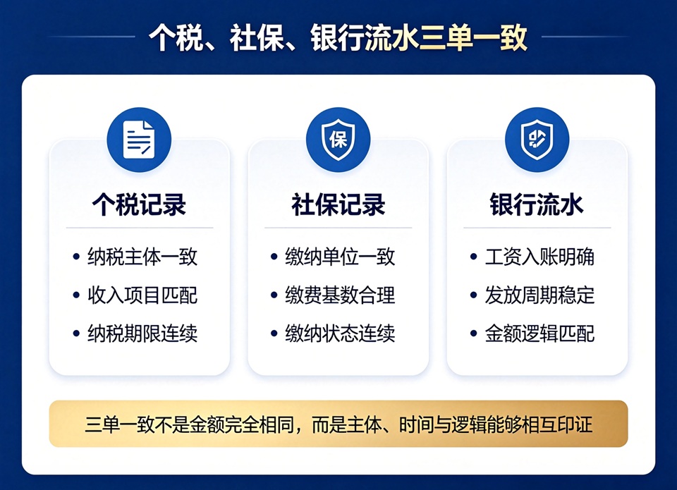 个税社保银行流水三单一致